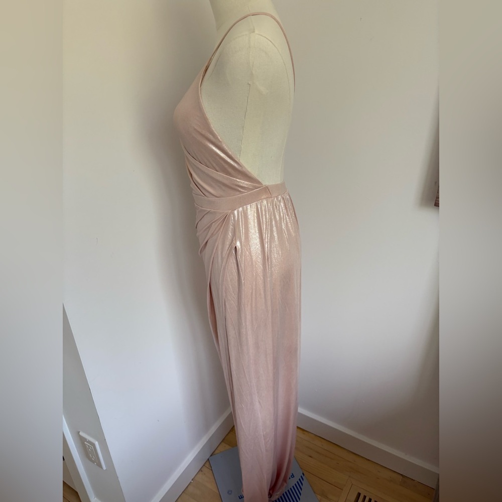 ASOS Pink Ruched Wrap Maxi Dress with Plunge Neckline - Picture 4 of 7